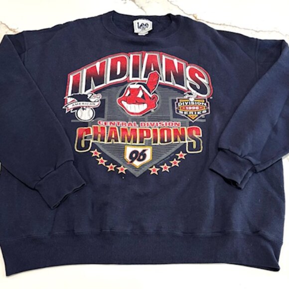 Rare VTG 1996 Cleveland Indians A.L. Central Division Champions Sweatshirt - XL - Picture 2 of 6